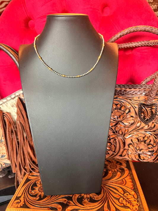 Style 2 Sterling Silver Navajo Pearl and Gold Necklace 3mm 16" Long