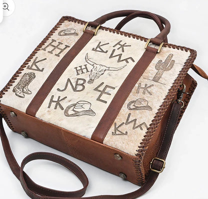 American Darling Full Grain Leather Purse With Hair On Branded