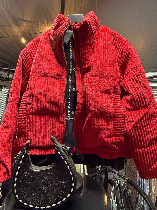 z.  Red Corduroy Zip-Up Jacket