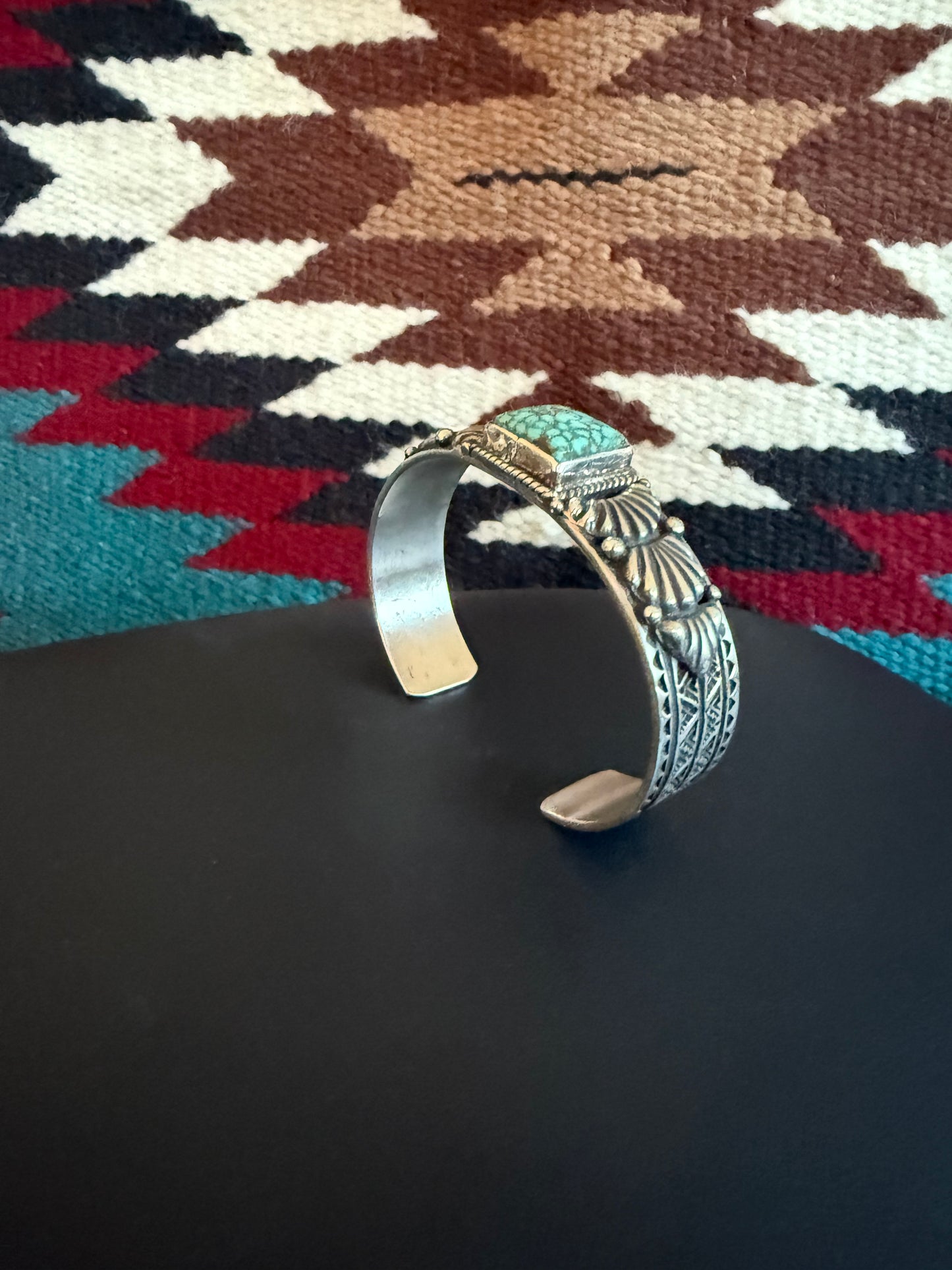 Square Turquoise Cuff By Tsasie White