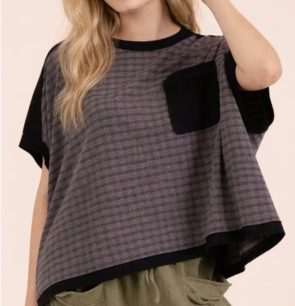 z  Dolman Sleeve Textured Knit Top Black