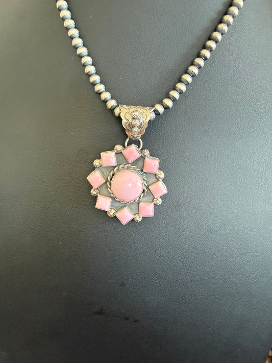 Pink Conch Cluster Stone Pendant