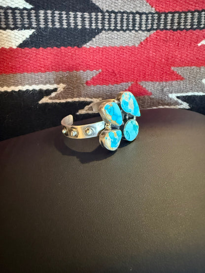 Sterling Silver Turquoise 4 Cluster Cuff