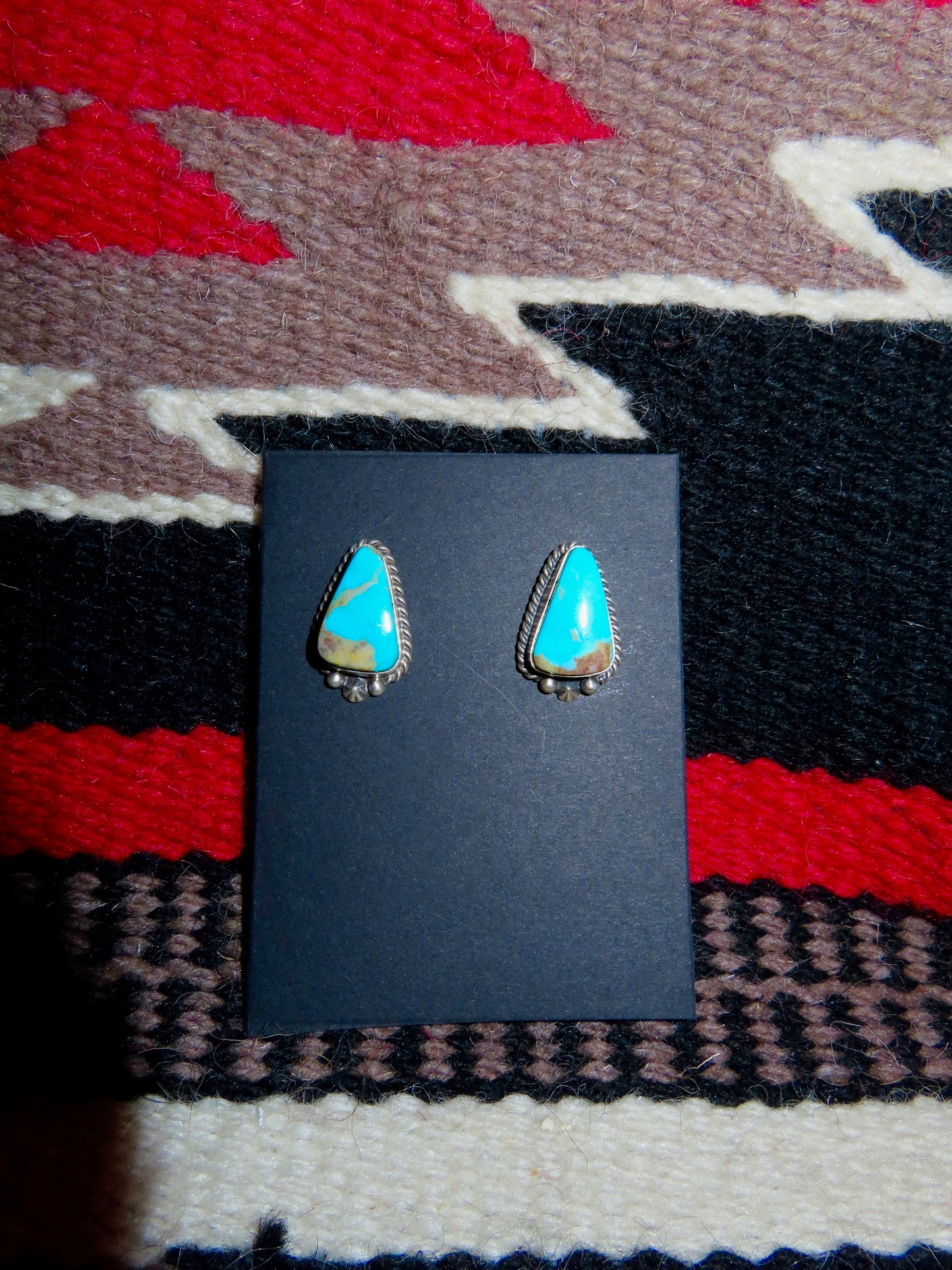 Sterling Silver Triangle Kingman Turquoise Earrings