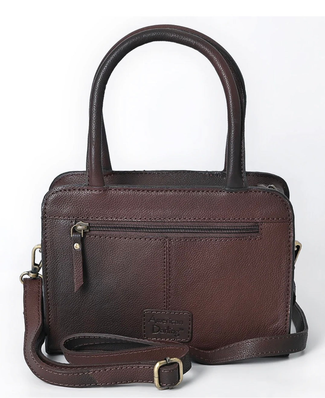 American Darling Hand Tooled Hair-On Cowhide Tote Bag