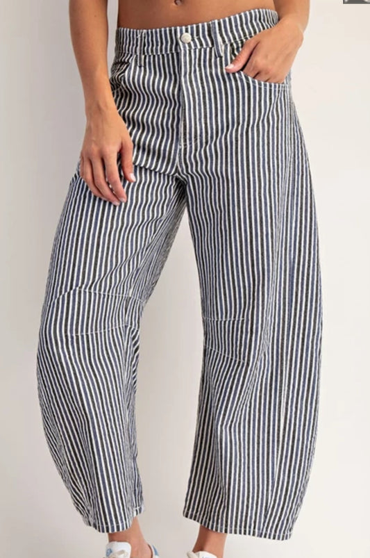 z.  Mineral Washed Striped Barrel Jeans