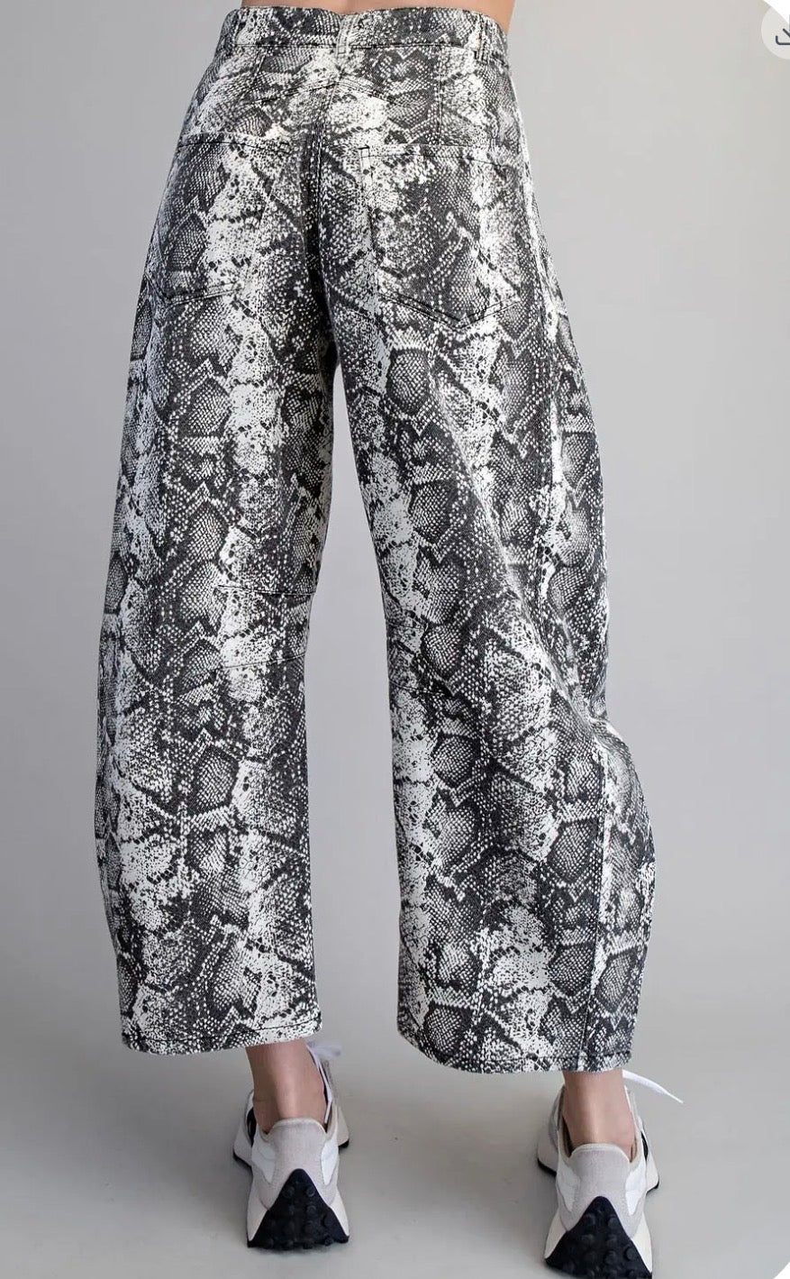 z   Black Python Barrel Jeans