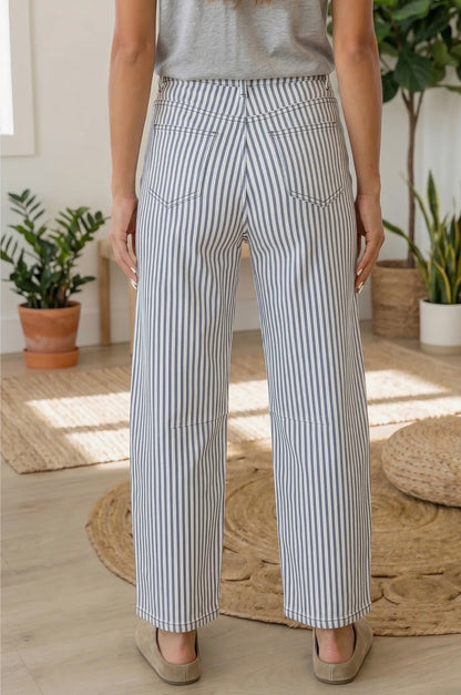 z   Western Apparel Stripe Casual Barrel Jeans
