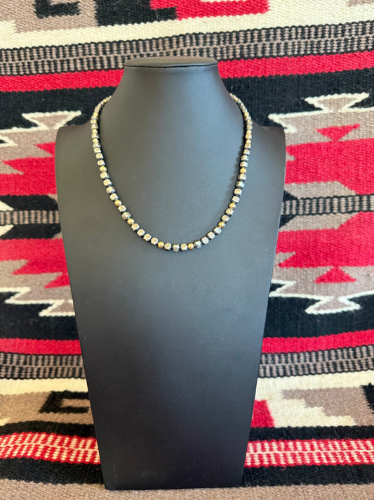 Mixed Sterling Silver Navajo Pearls and Gold Filled Beaded Necklace 20" Long