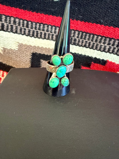 5 Stone Turquoise Cluster Ring Adjustable