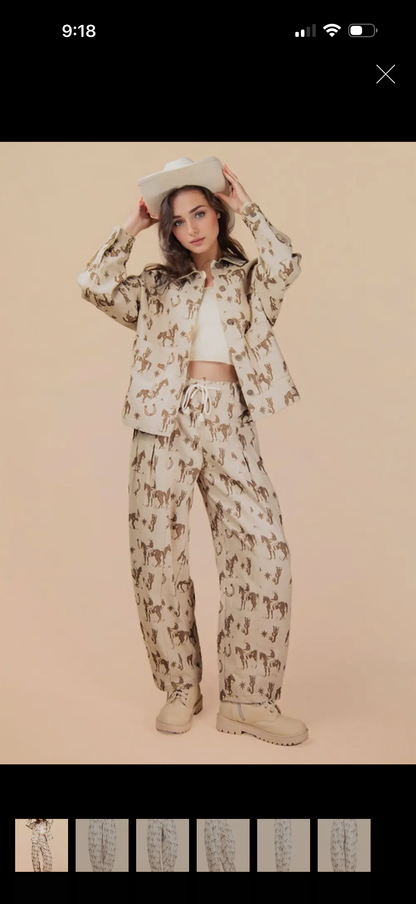 z   Western Graphic Barrel Pants