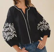 z   Bold Puff Sleeve Top with Cording Design Detail