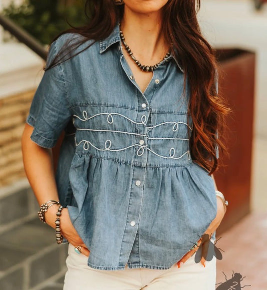 z   Loopty Lou Denim Short Sleeve