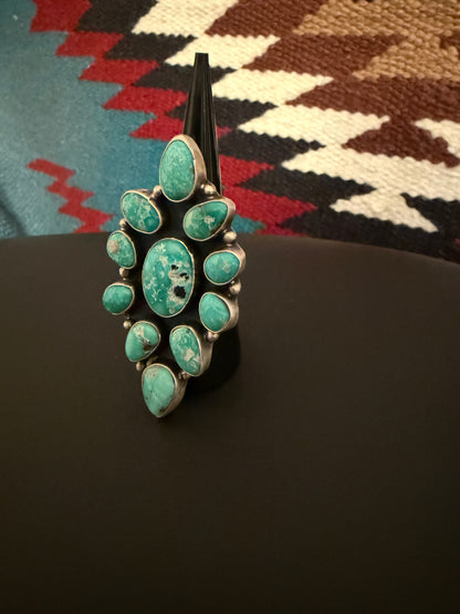 Sterling Silver and White Water Turquoise Cluster Ring By Ella Peter