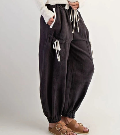 z   Striped Drawstring Jogger Pants