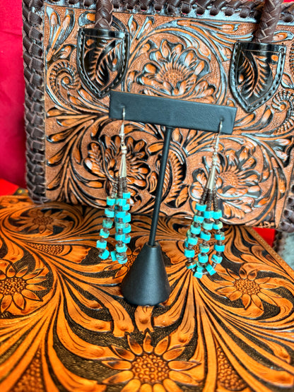 Kingman Turquoise Heishi Earrings  By Daniel Coriz
