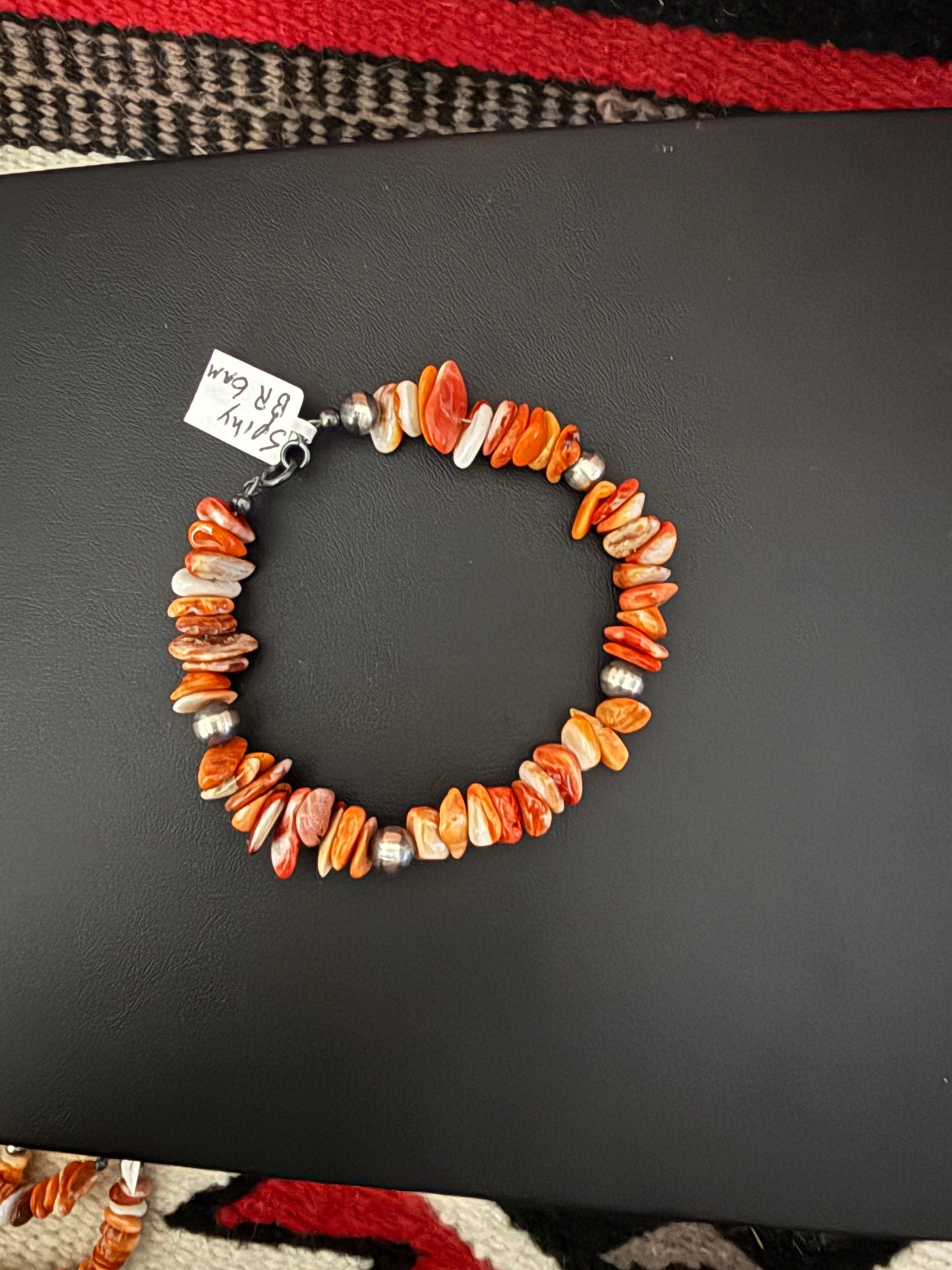 Spiny Nugget and Sterling Silver Navajo Pearl  Bracelet