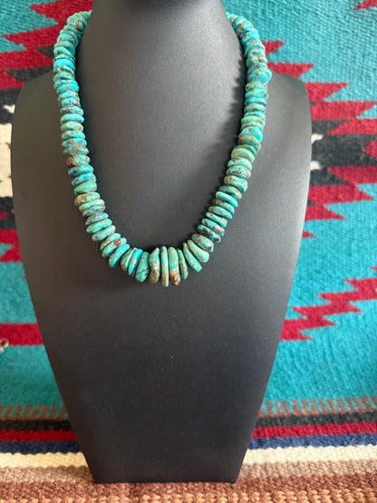 Turquoise wafer Graduated Necklace 18" Long (Necklace 1)