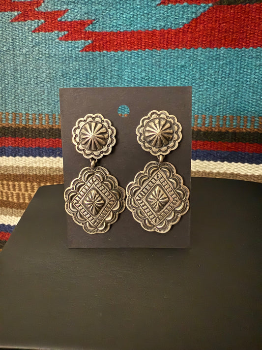 Sterling Silver Handmade Stamped Earrings By T O White