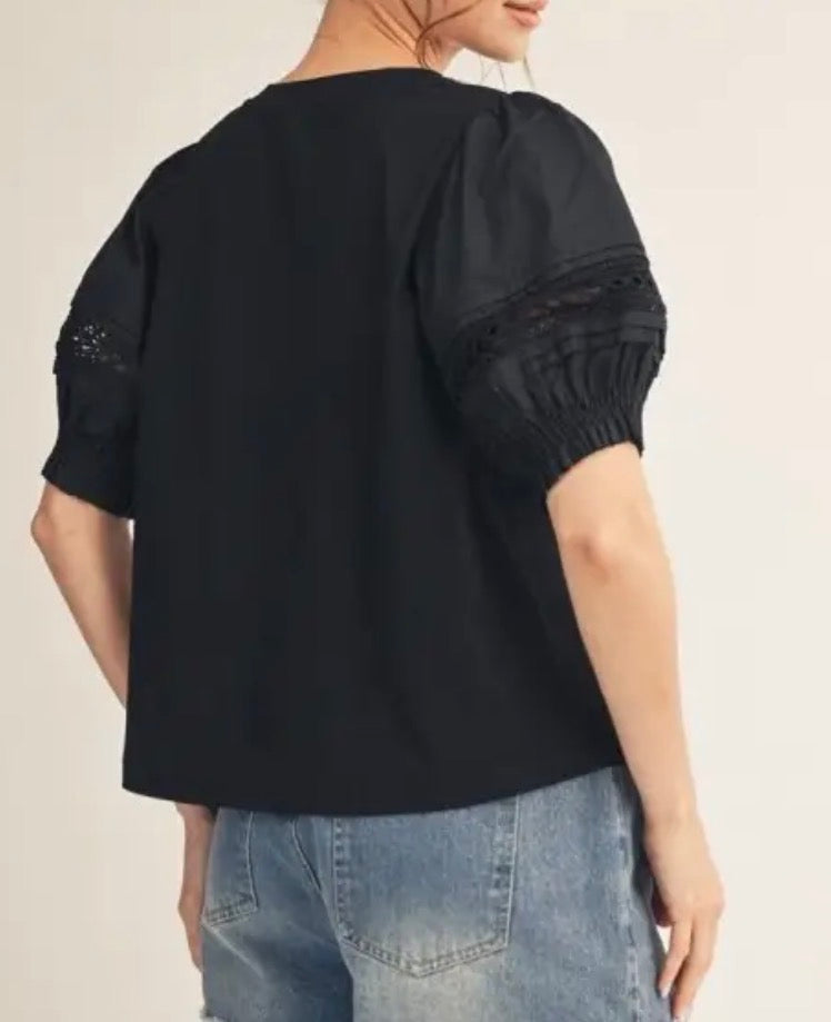 z   Black Lace Accent Top