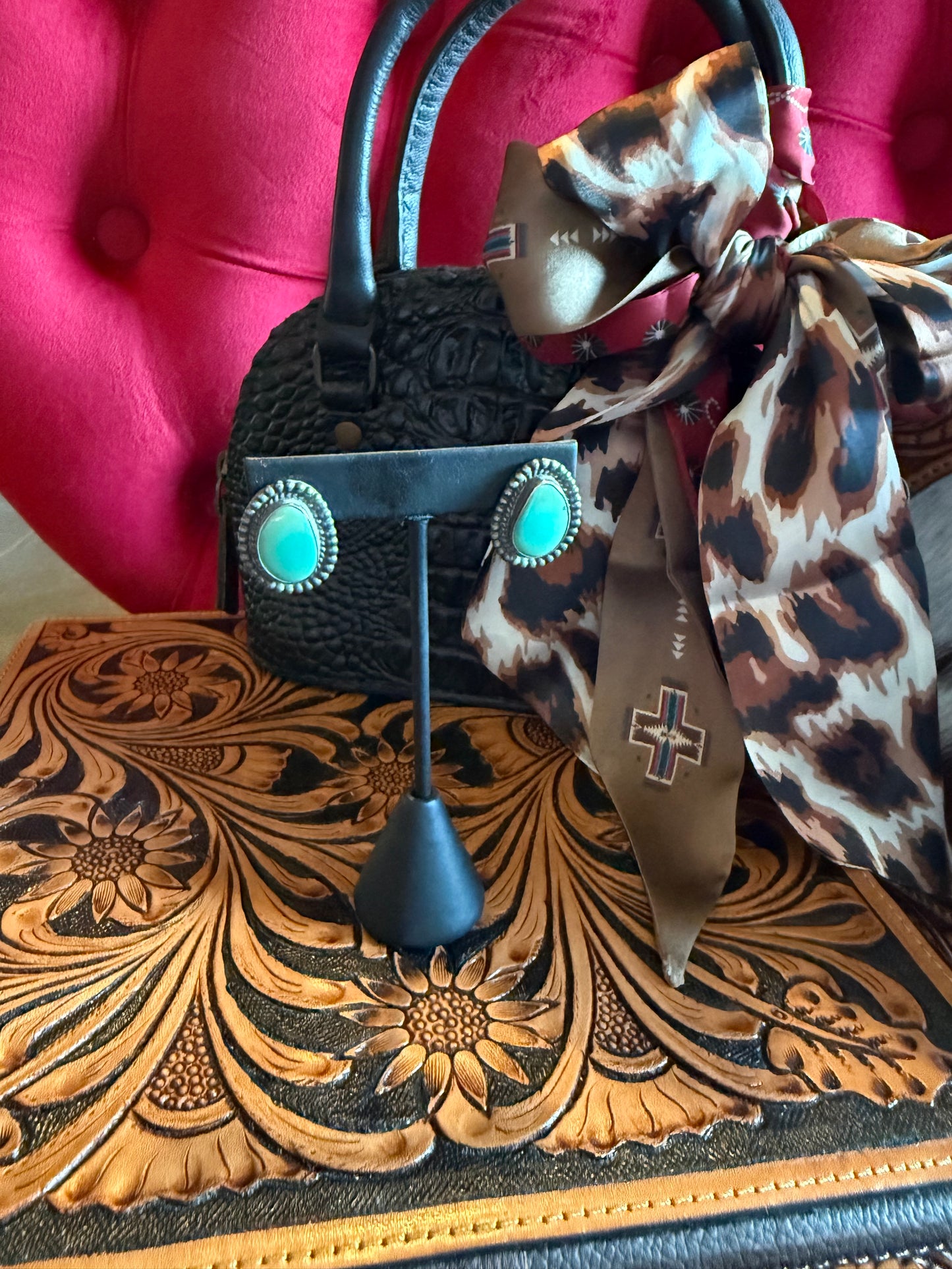 Handmade Sterling Silver Turquoise Earring By Peggy Skeets
