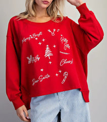 z   Red Christmas High-Low Pullover