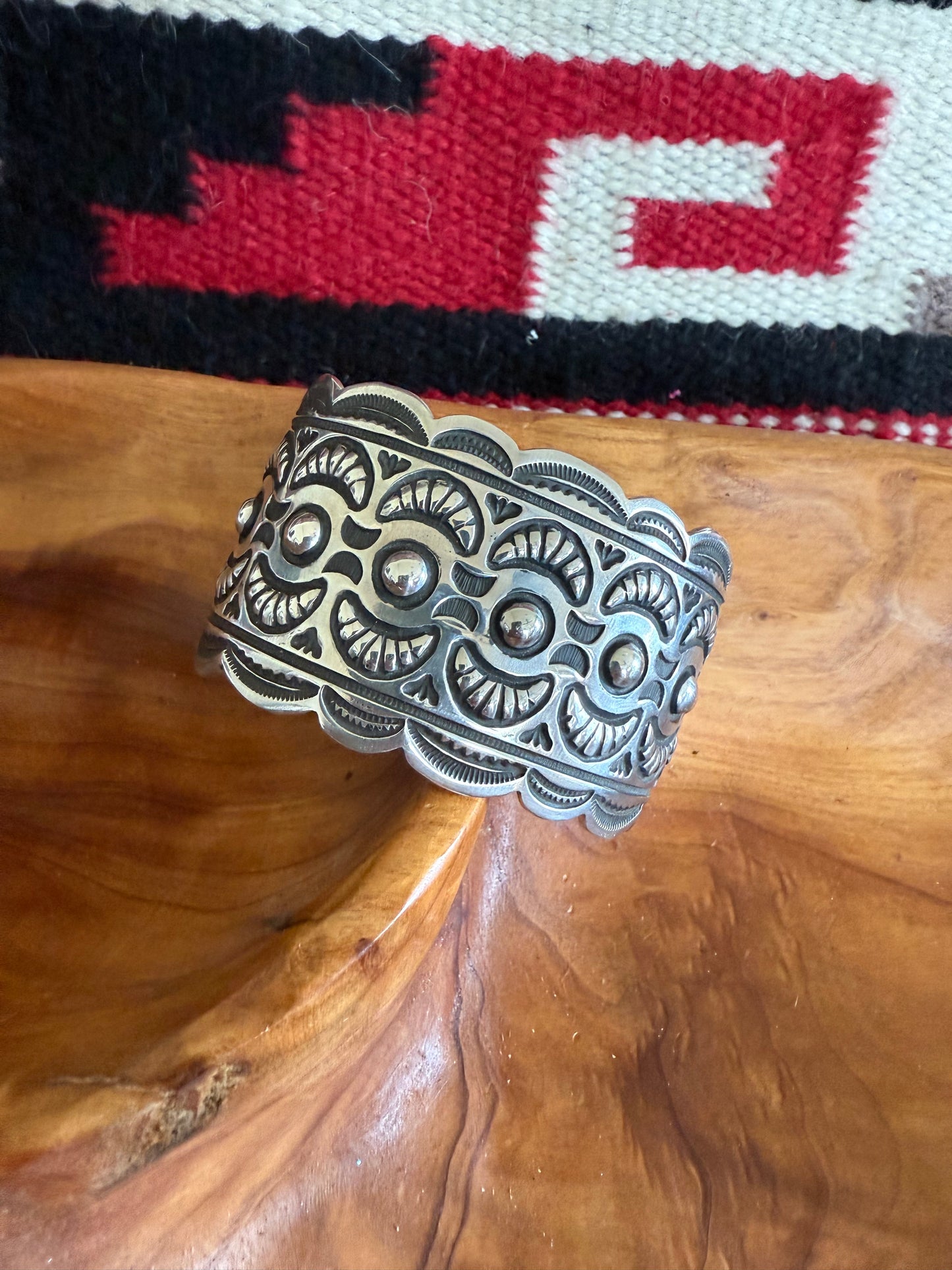 Sterling Silver Happy Piasso Stamped Cuff