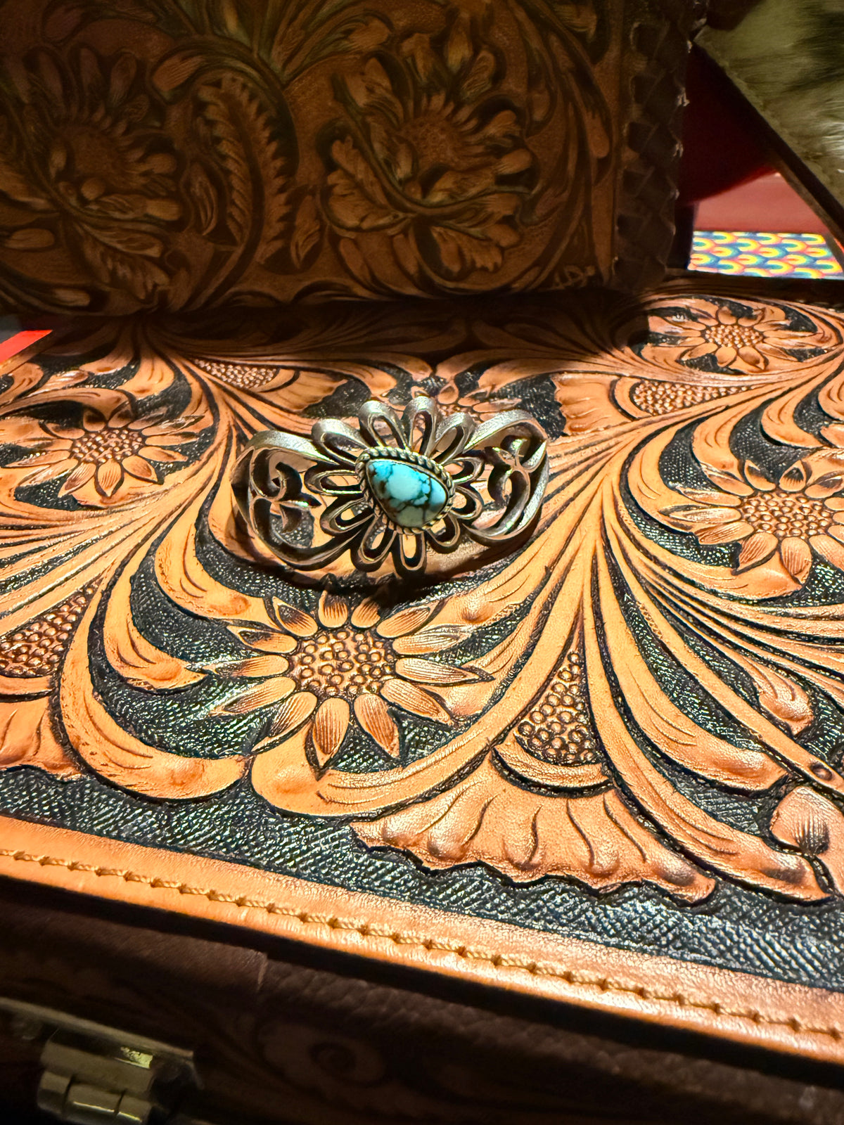 Riviera Turquoise Sand Cast Cuff  By Aaron Anderson