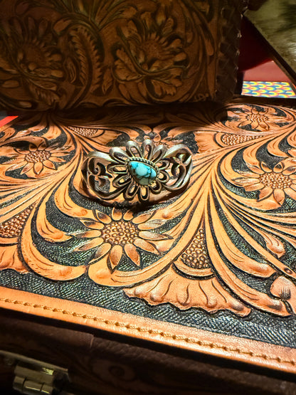 Riviera Turquoise Sand Cast Cuff  By Aaron Anderson