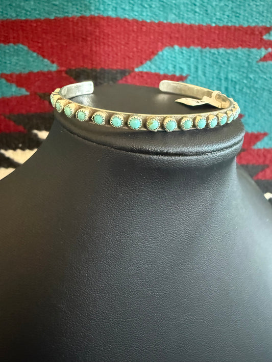 Small Sterling Silver and Turquoise Stone Cuff