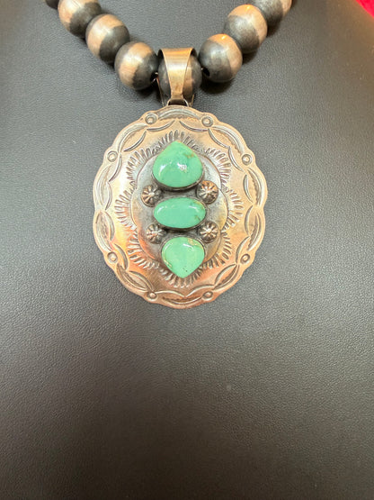 z   Oval Sterling Silver and Sonoran Turquoise Pendant By Chimney Butte