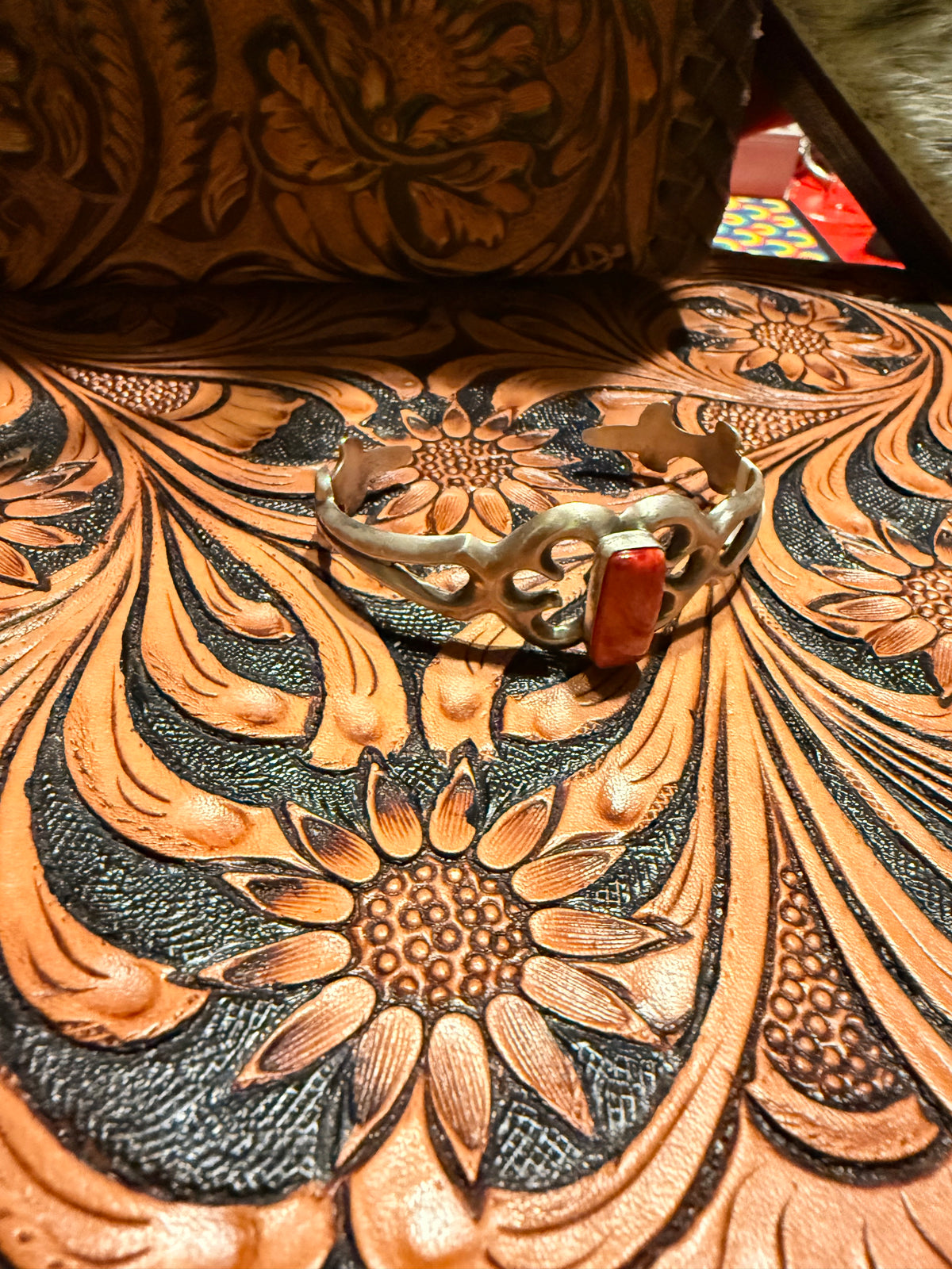 Sterling Silver and Spiny Oyster Sand Cast Cuff