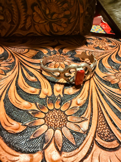 Sterling Silver and Spiny Oyster Sand Cast Cuff