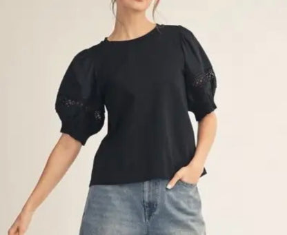 z   Black Lace Accent Top