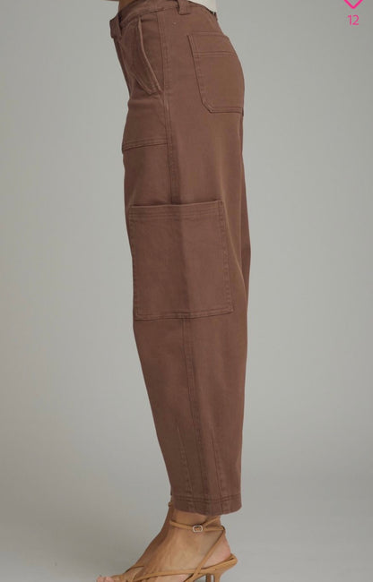 z   Brown Cargo Pocket Jeans with a slight Barrel