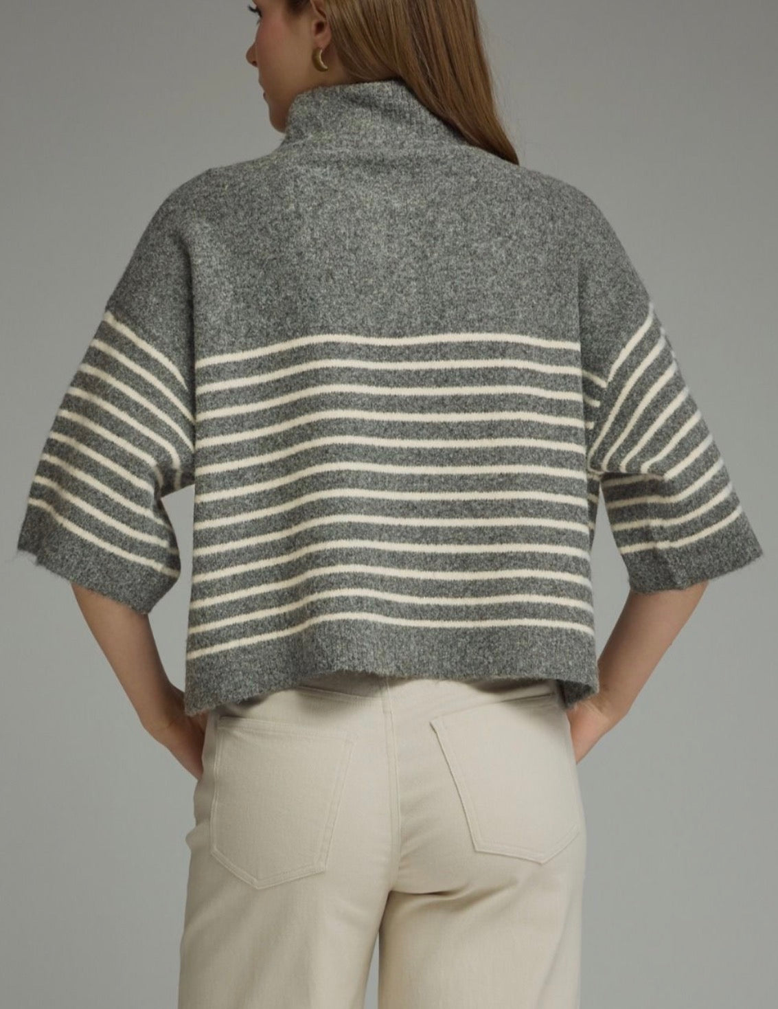 z   Striped Charcoal Knit Top