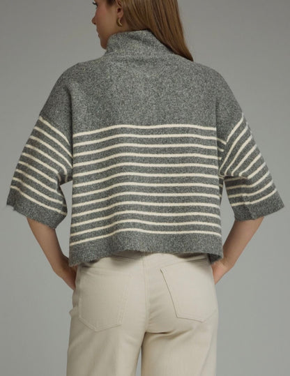 z   Striped Charcoal Knit Top