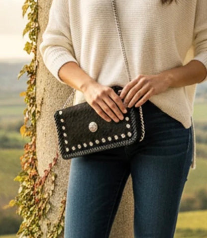 Crossbody Chain Strap Genuine Western Leather Bag