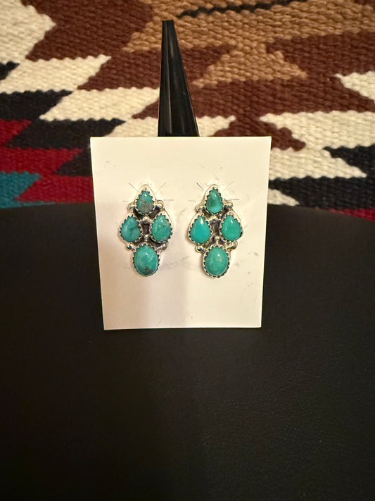 Sterling Silver and Turquoise Cluster Earrings