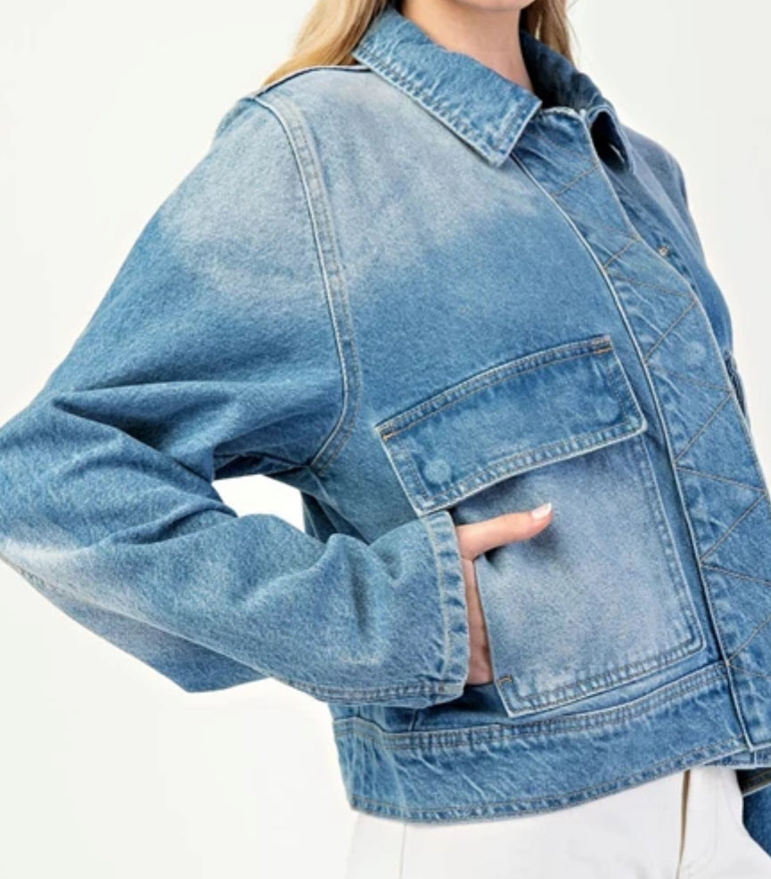 z   Denim Flap Pocket Jacket