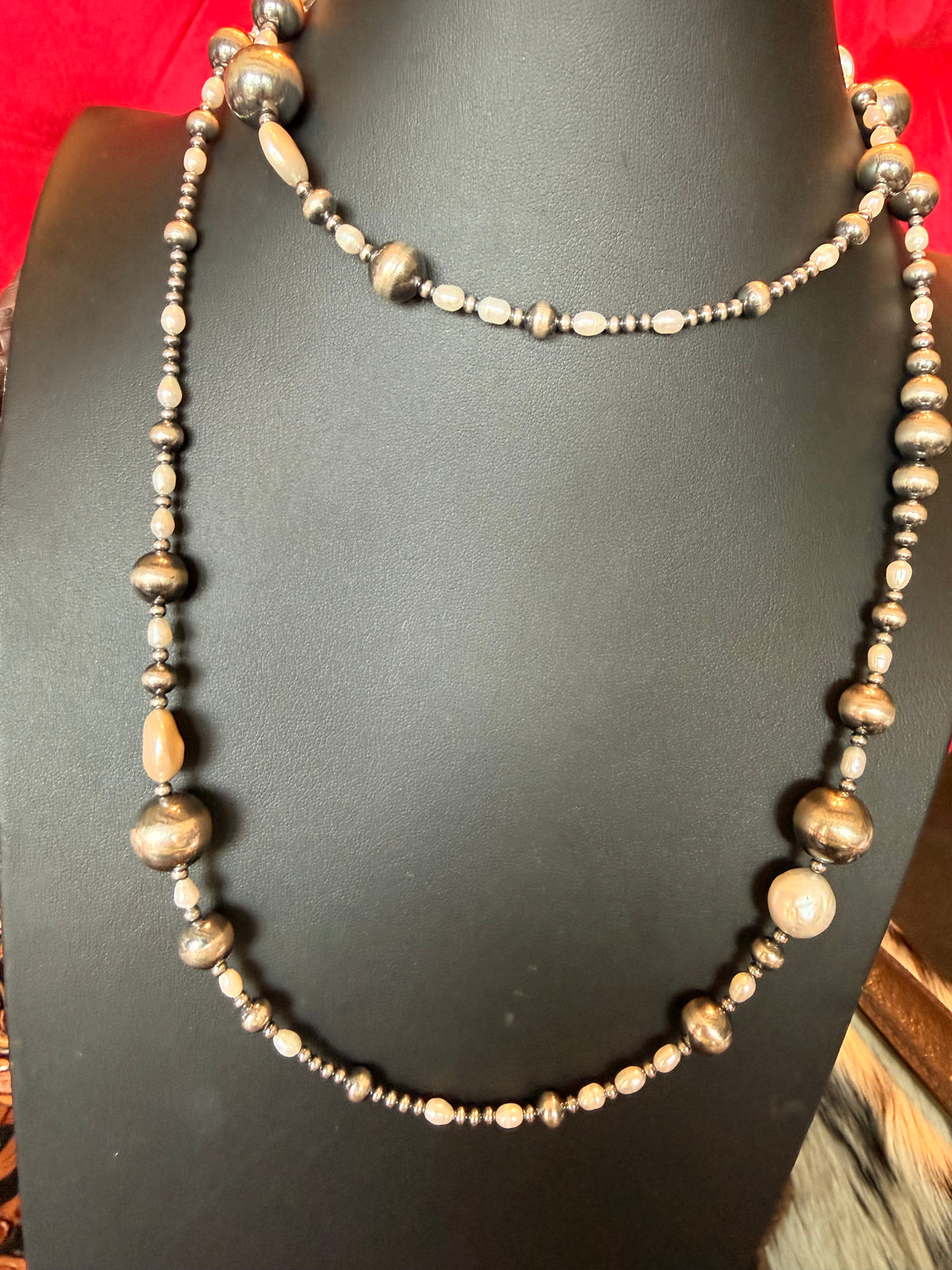 Sterling Silver and Fresh Water Pearl Necklace  36" Long