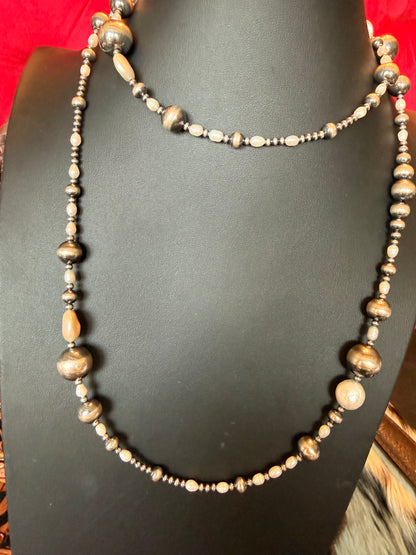 Sterling Silver and Fresh Water Pearl Necklace  36" Long
