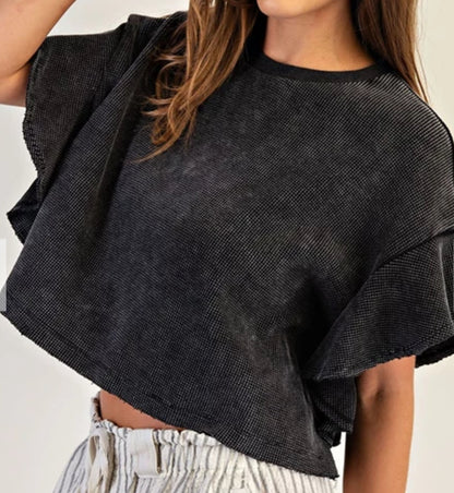 z   Flutter Sleeve Crop Top