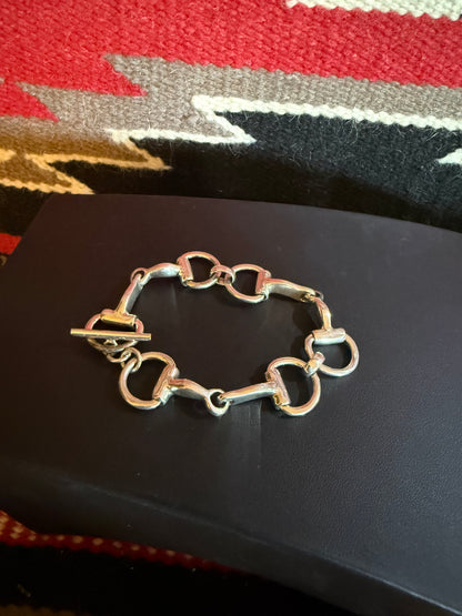 Sterling Silver Snaffle Bit Toggle Bracelet