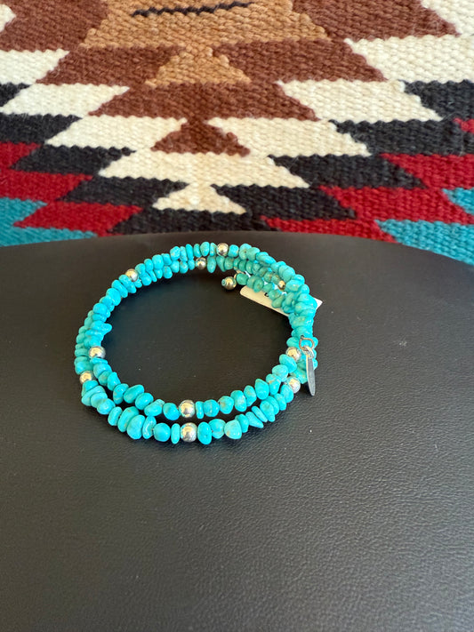 Kingman Turquoise Nugget Wrap Bracelet
