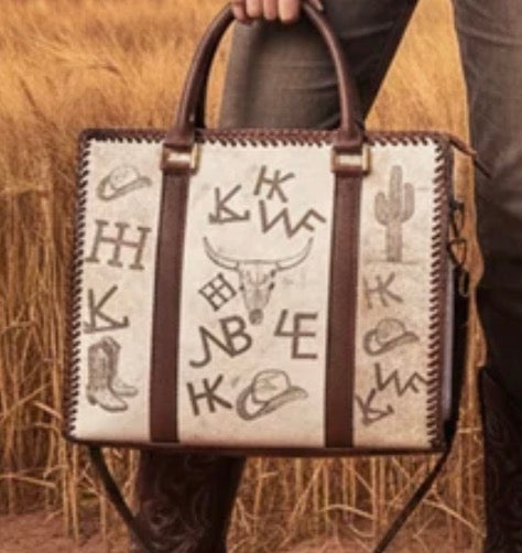 American Darling Full Grain Leather Purse With Hair On Branded