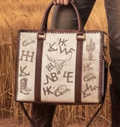 American Darling Full Grain Leather Purse With Hair On Branded