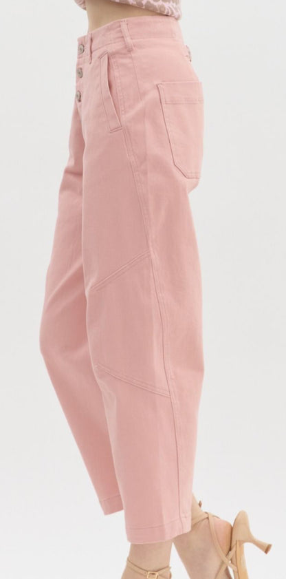 z   Lt Pink Straight Leg Denim Pants