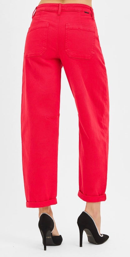 z   Risen High Rise Ankle Cuffed Barrel Pants