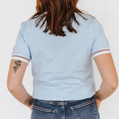 z   Light Blue Wild west vintage Top